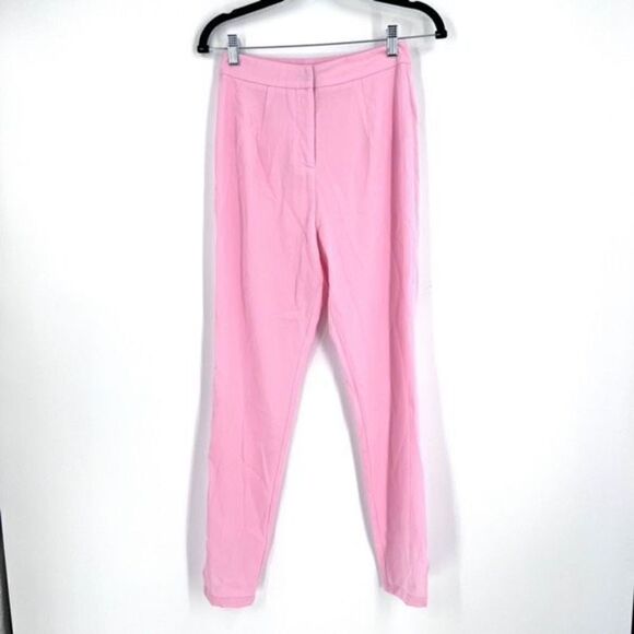 Tobi Women's Flat Front High Waisted Split Hem Stretch Skinny Pants Pink Size XS - Picture 2 of 11